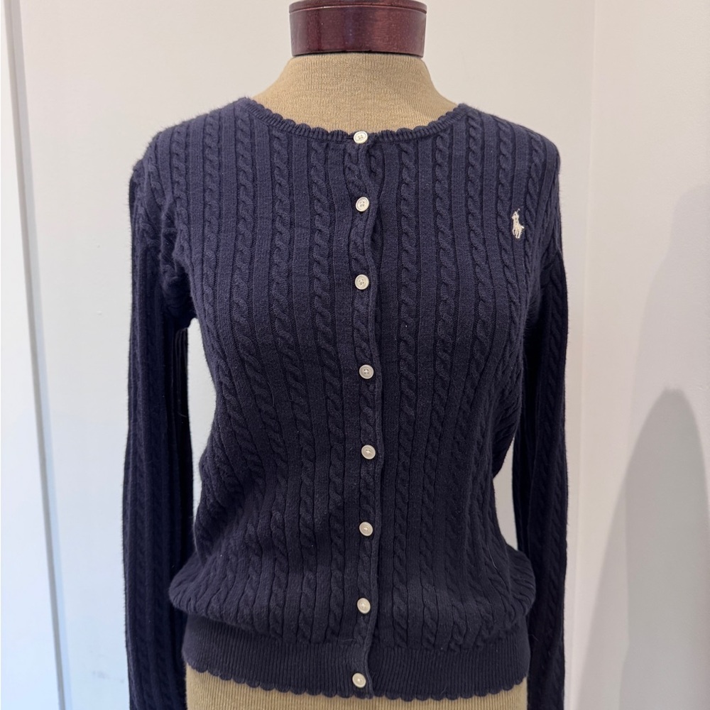 Ralph Lauren Purple Cable Knit Cardigan
